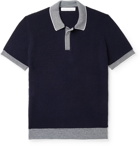 Orlebar Brown - Horton Slim-Fit Stripe-Trimmed Merino Wool Polo Shirt - Navy
