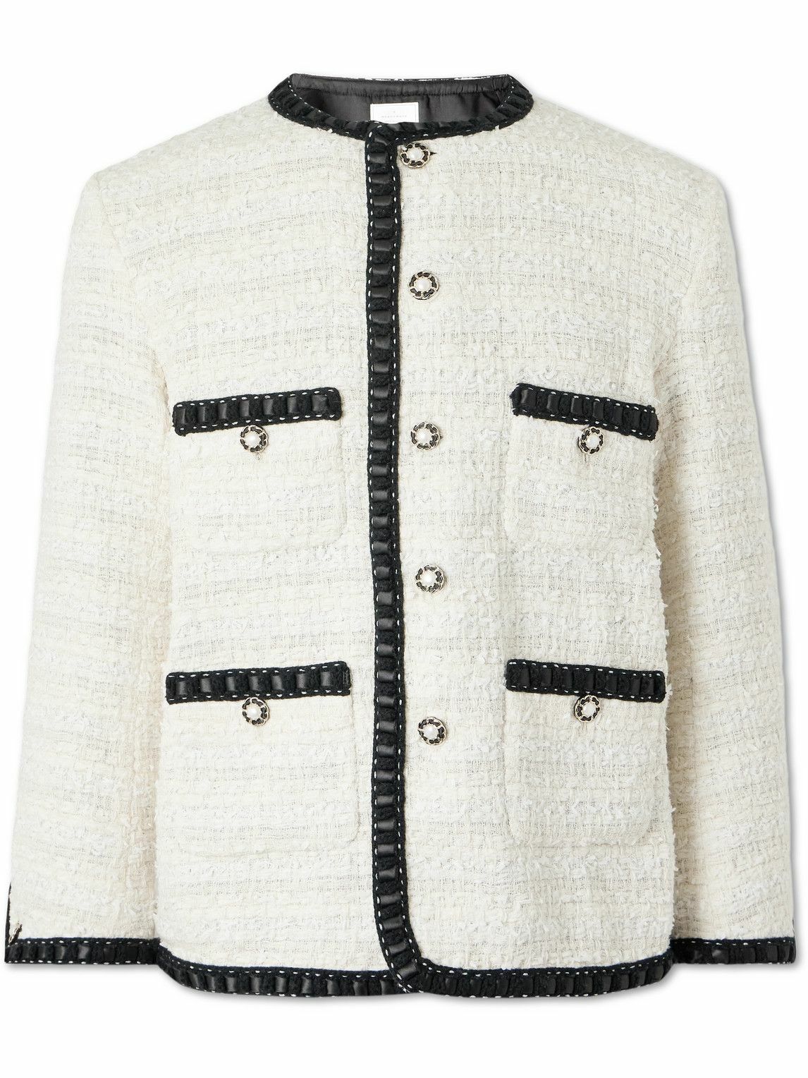 READYMADE - Satin-Trimmed Cotton-Blend Tweed Jacket - White