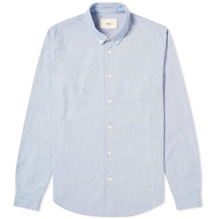 Photo: Folk Relaxed Fit Button Down Shirt Blue Melange