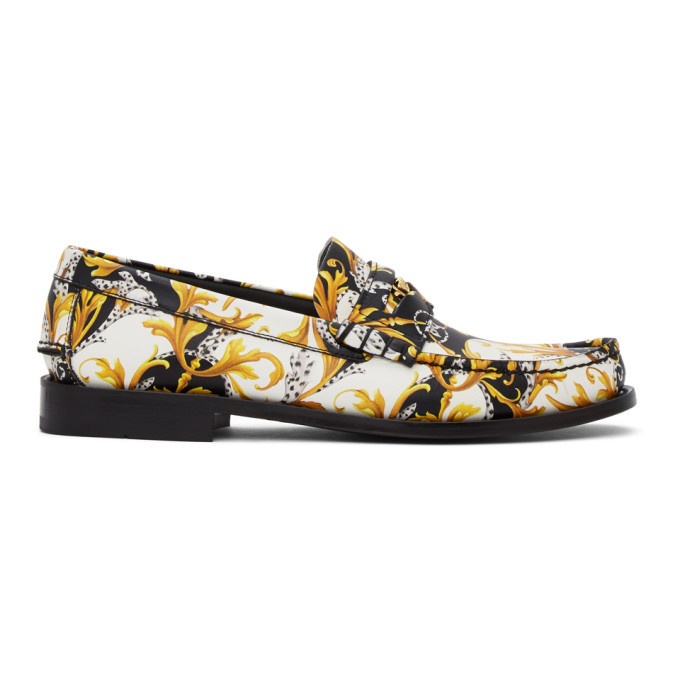 Photo: Versace Black and White Barocco Loafers