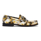 Versace Black and White Barocco Loafers