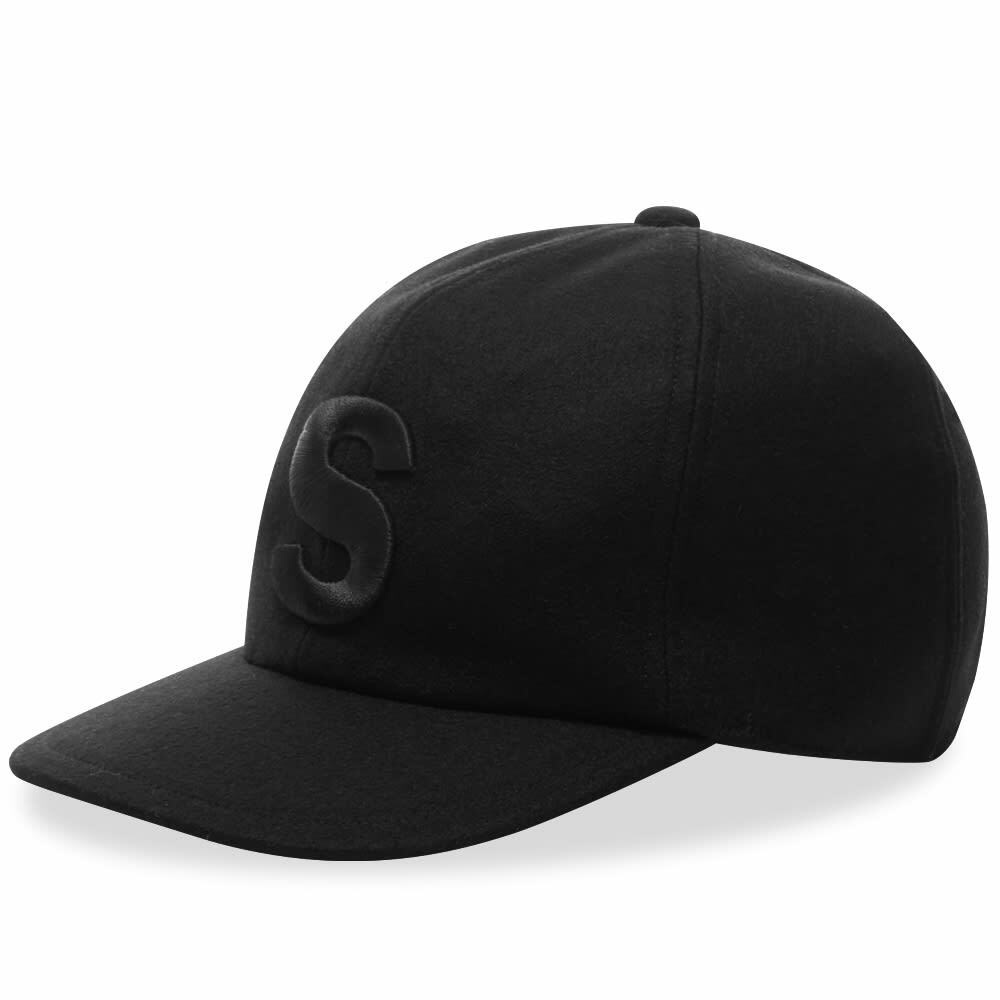 Sacai Men's Wool Melton Cap in Black Sacai