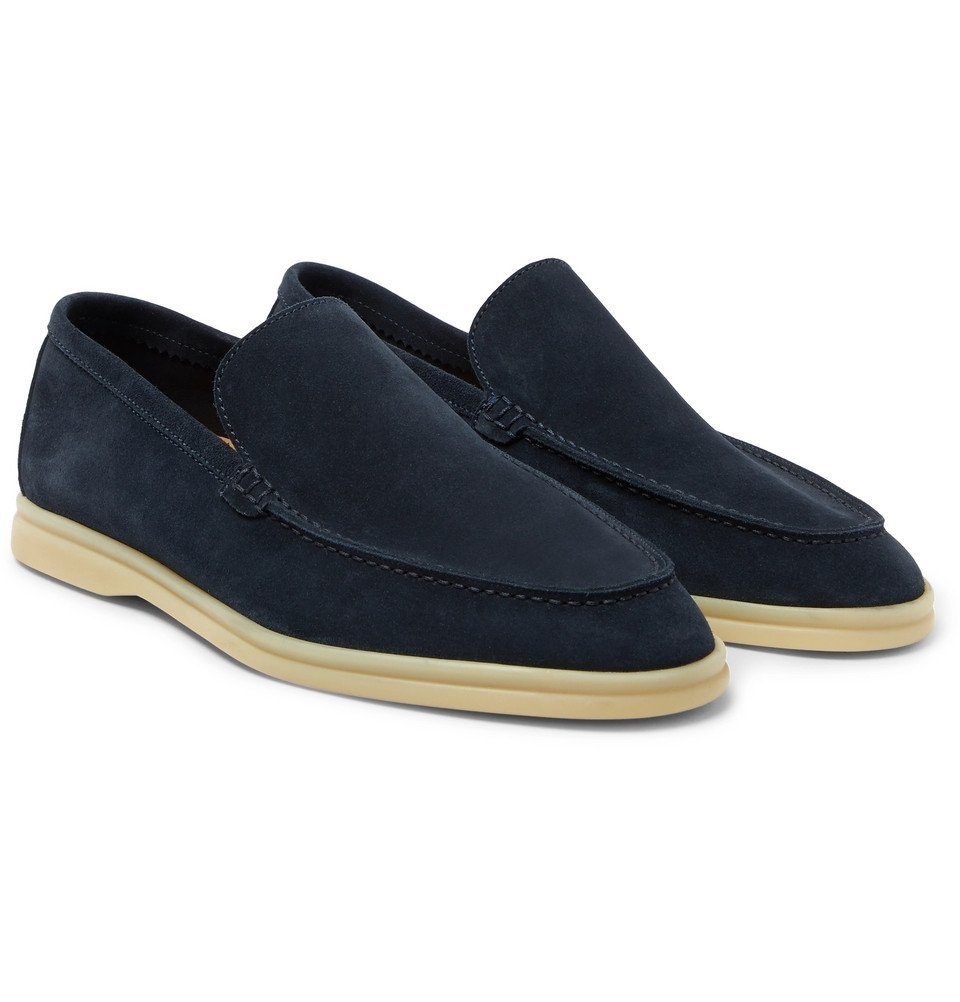 LORO PIANA Summer Walk Suede-Trimmed Linen-Canvas Loafers for Men