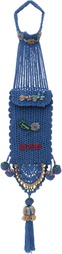 Bode Blue Laurel Crochet Pouch