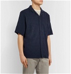Sunspel - Camp-Collar Organic Cotton-Terry Shirt - Blue