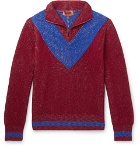 Missoni - Colour-Block Ribbed Wool Half-Zip Sweater - Men - Claret