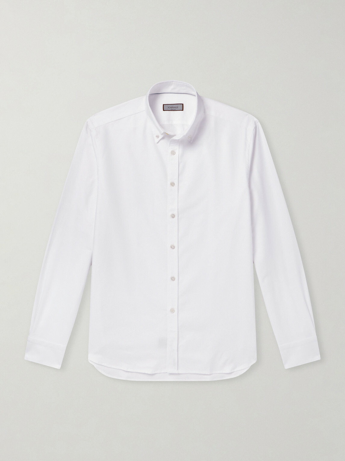 Canali - Button-Down Collar Cotton-Poplin Shirt - White