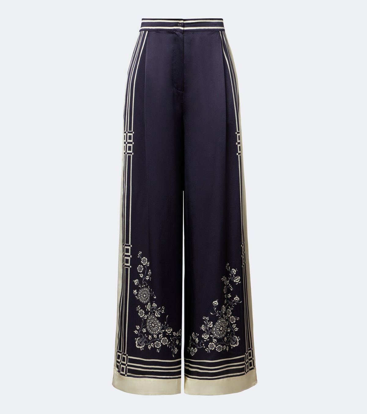 Alémais Banderra printed silk satin wide-leg pants
