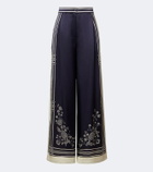 Alémais Banderra printed silk satin wide-leg pants