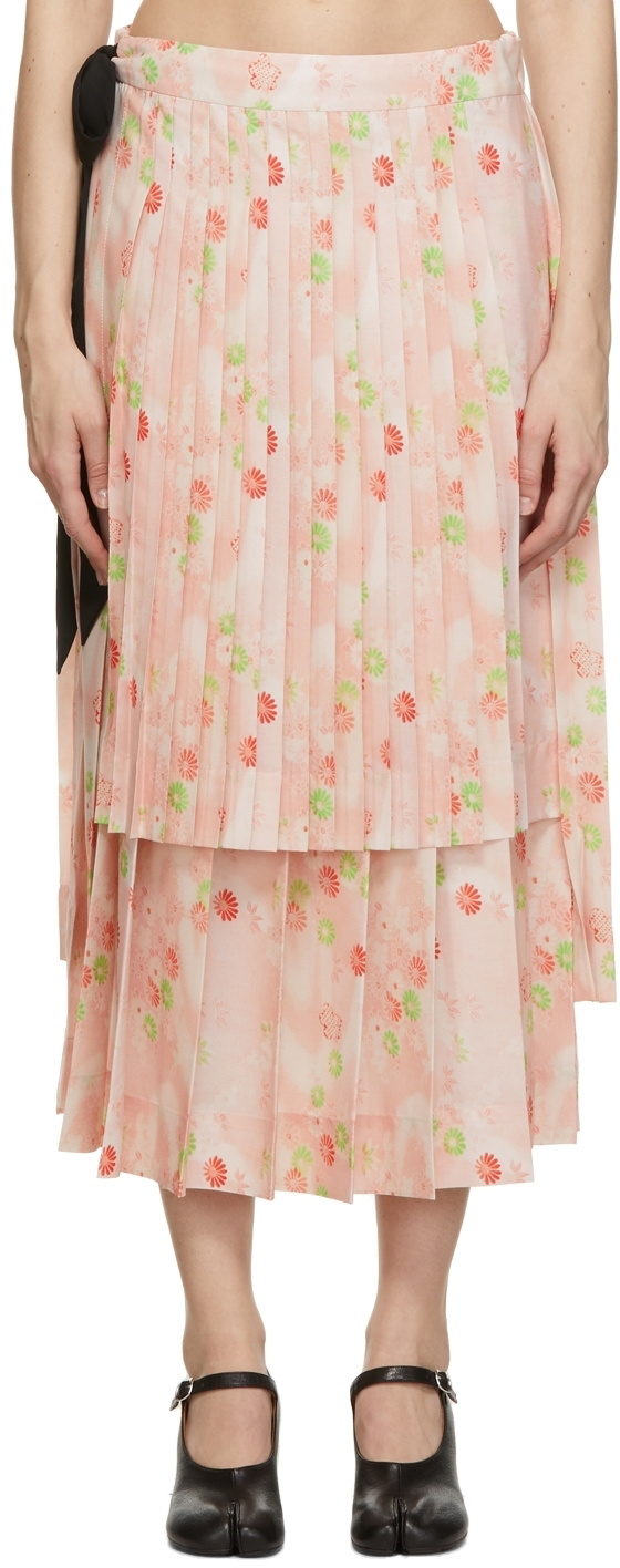 Simone Rocha】 SILK Floral Pleated Skirt Simone Rocha】 SILK Floral Pleated Skirt
