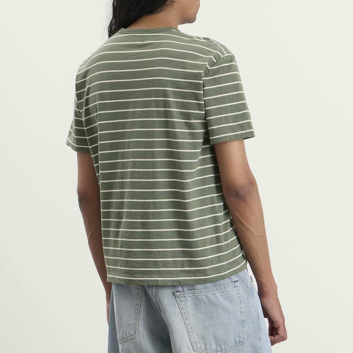 END. x Ronning Men's Striped T-Shirt in Sage Green Stripe