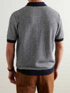 Mr P. - Open-Knit Merino Wool-Jacquard Polo Shirt - Blue