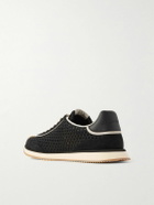 Dolce&Gabbana - DG Cushion Suede and Leather-Trimmed Crocheted Sneakers - Black