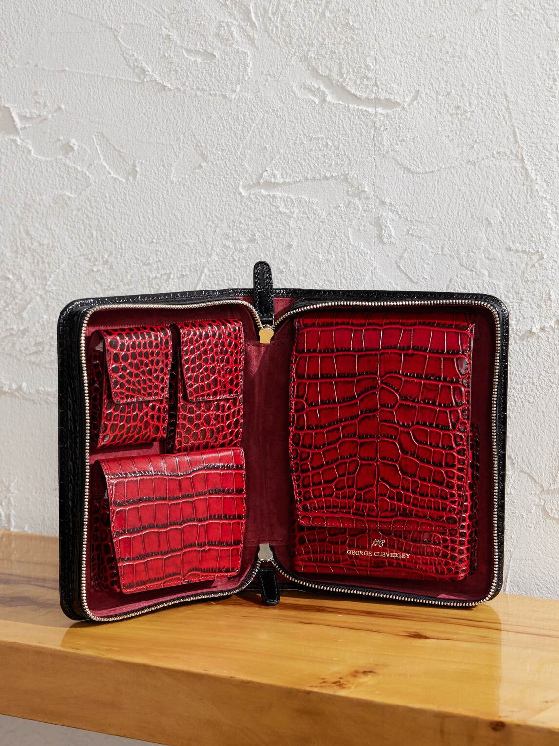 George Cleverley - The Karlin Croc-Effect Leather Cigar Case - Black