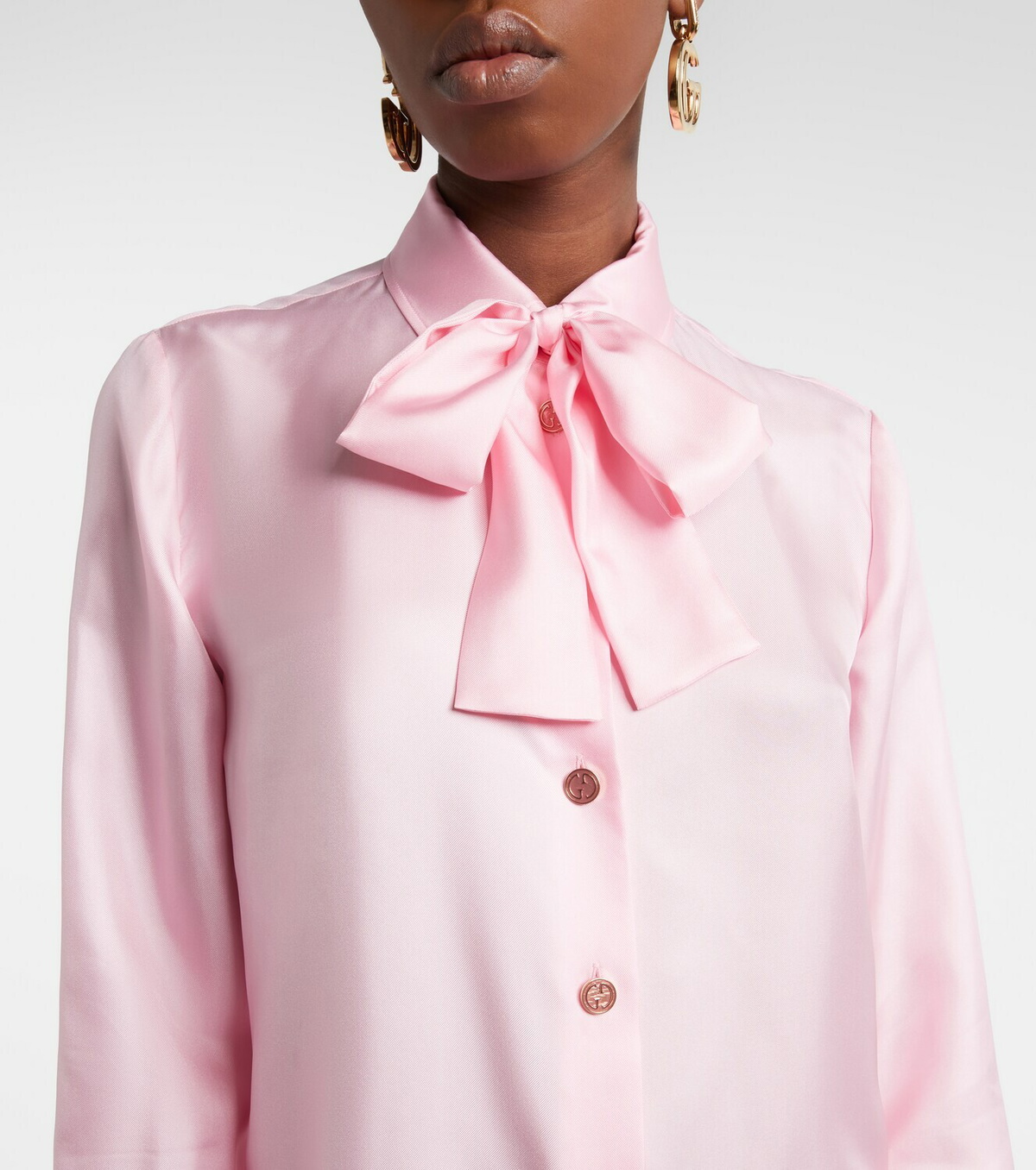 Gucci Tie-neck silk twill blouse