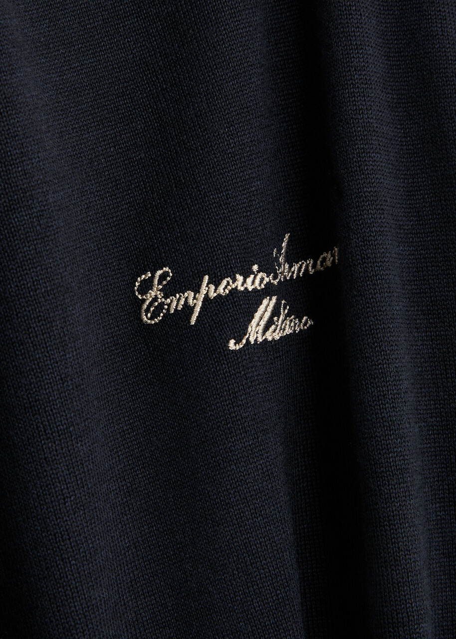 Emporio Armani Logo-embroidered Wool Jumper Navy