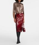 Mugler Draped silk-blend satin top