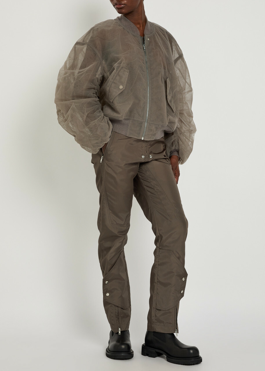 Rick Owens Secchia Flight Printed Tulle Bomber Jacket Grey