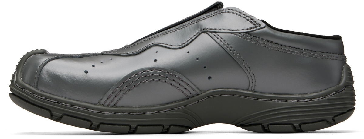 Dr. Martens Gray Aurix Satin Finish Leather Mule Loafers