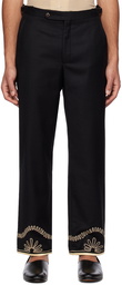 Bode Black Embroidered Trousers