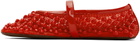 ALAÏA Red Studded Fishnet Ballerina Flats