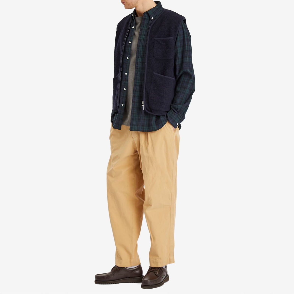 Universal Works Men's Wool Fleece Zip Gilet - Presented by END. in Navy