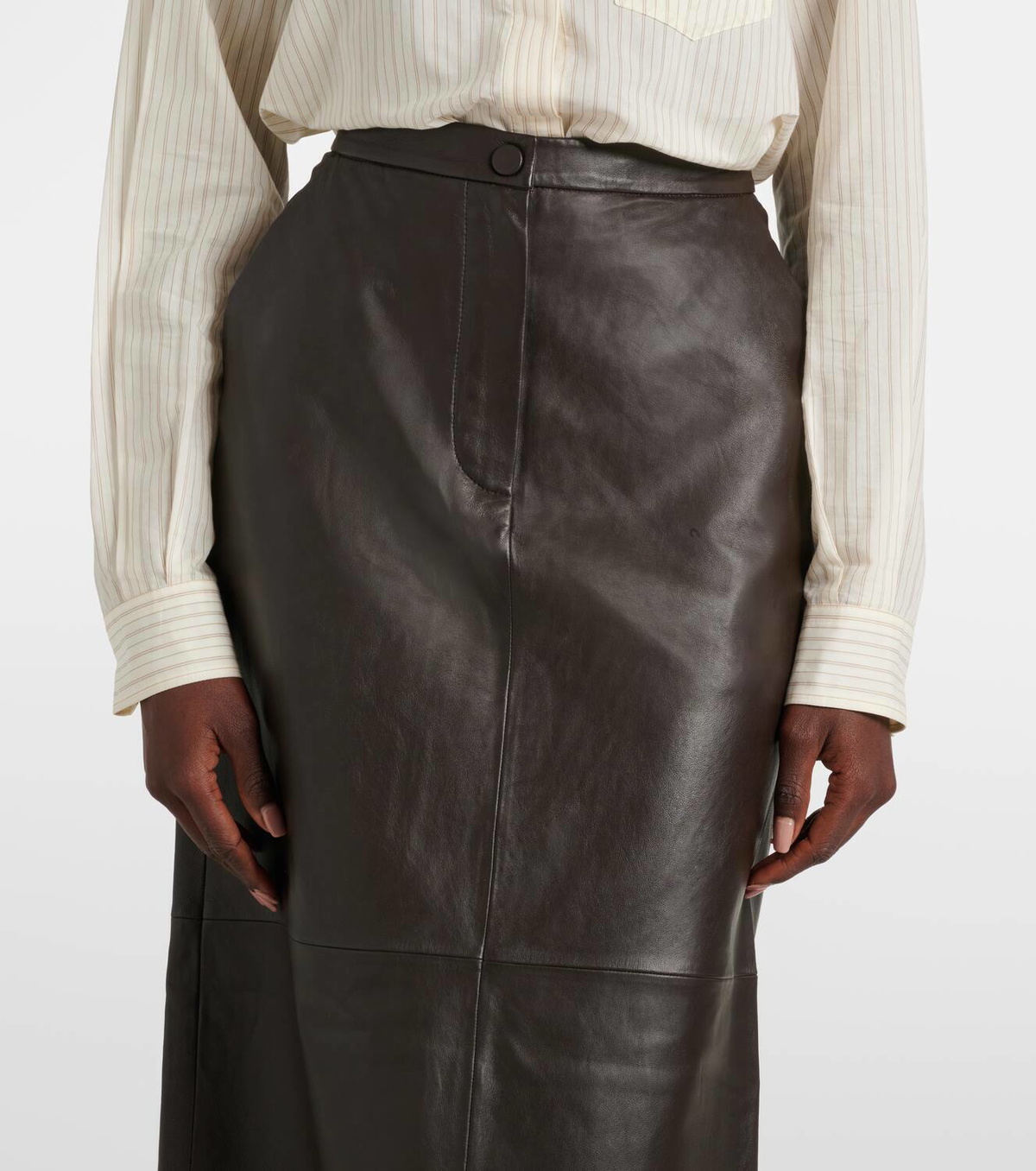 Yves Salomon Leather midi skirt