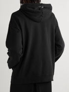 Raf Simons - Smiley Logo-Appliquéd Distressed Printed Cotton-Jersey Hoodie - Black