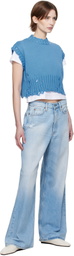 Marni Blue Cotton Sleeveless Crewneck Sweater