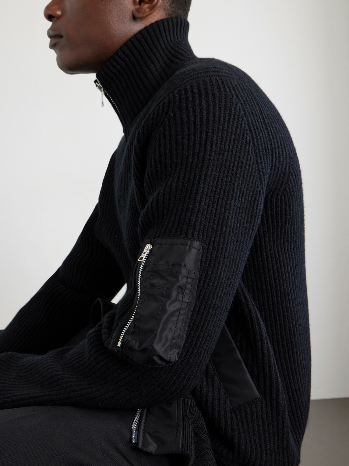 Sacai - Knitted Wool Blouson Jacket - Black Sacai