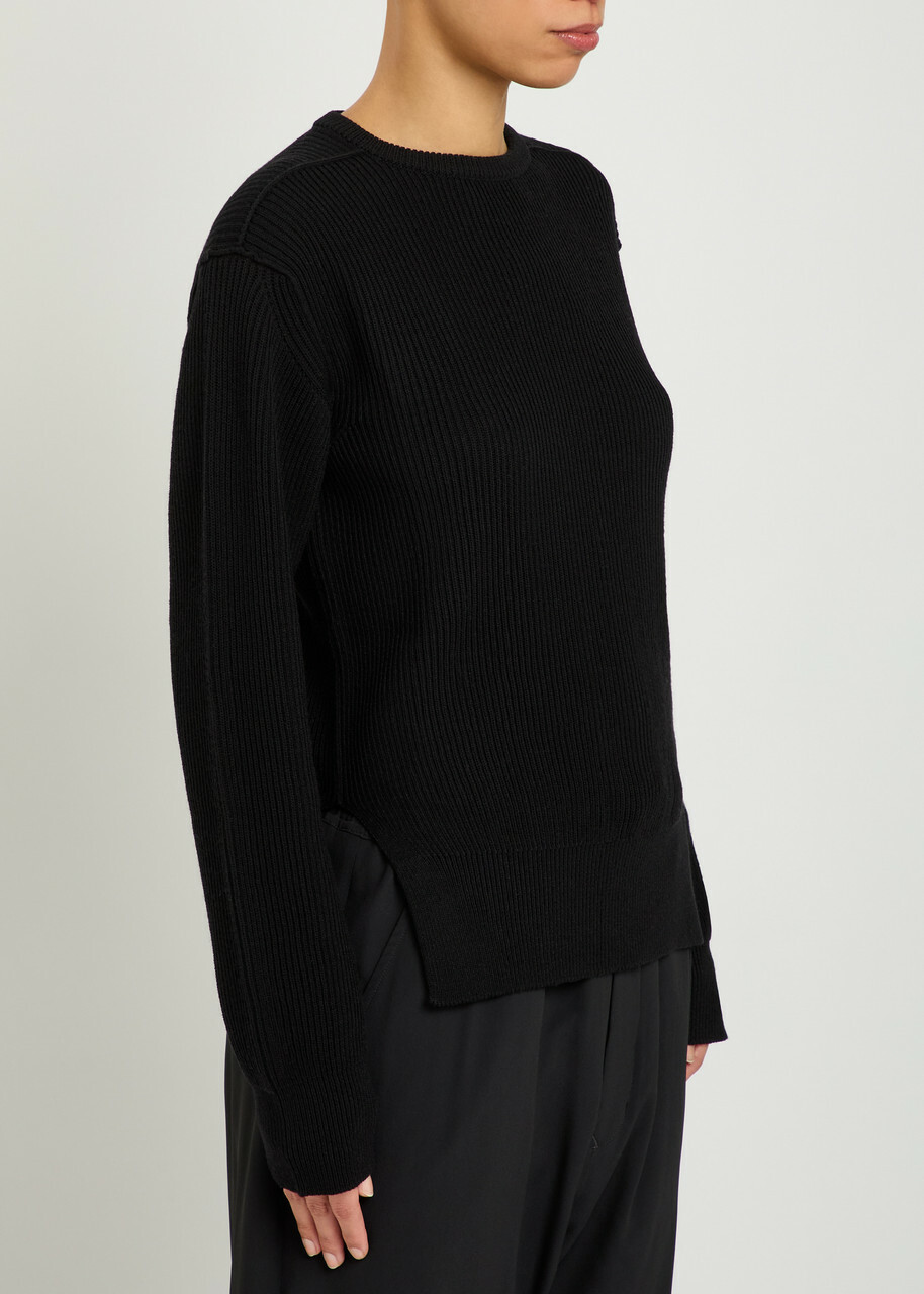 Rick Owens Fisherman Ribbed Wool Jumper Black