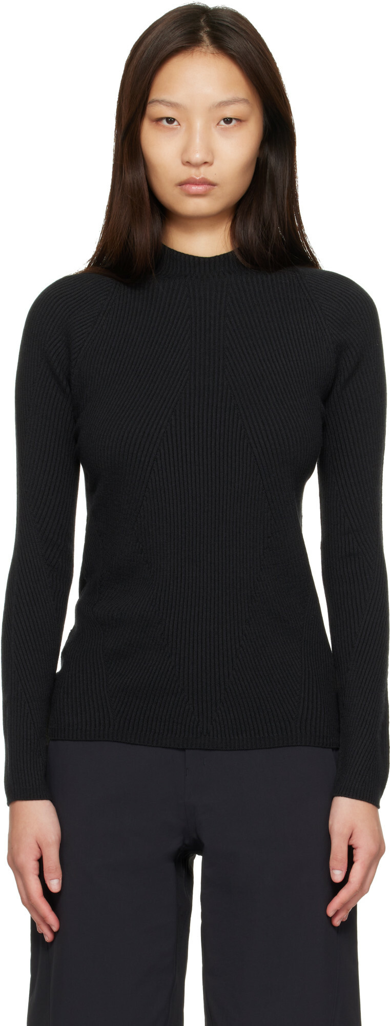 Veilance Black Conic Wool Midlayer Sweater