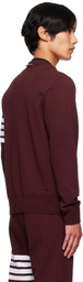 Thom Browne Burgundy Classic Loopback 4-Bar Sweatshirt