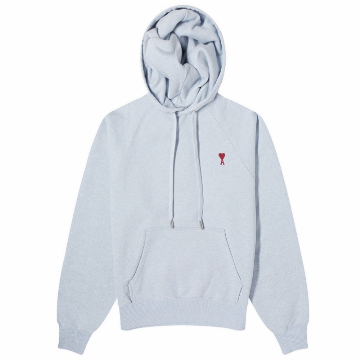 Photo: AMI Paris Men's Small A Heart Popover Hoodie in Heather Cashmere Blue