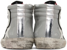 Golden Goose Gray & Red Slide High-Top Sneakers