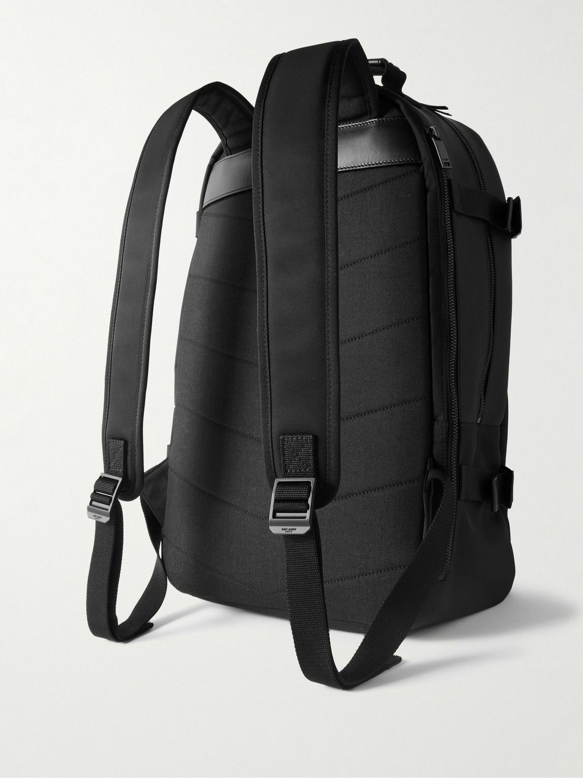 SAINT LAURENT - City Trekking Leather-Trimmed Shell Backpack