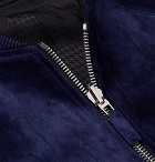 Berluti - Reversible Leather-Trimmed Suede and Jacquard Bomber Jacket - Men - Navy