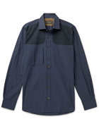 Purdey - Panelled Cotton-Poplin and Faux Suede Shirt - Blue