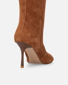 Pinko High Boots In Suede With Heel And Strap Laminated Gold
