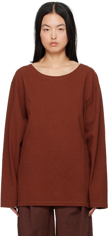 Photo: LEMAIRE Red Wide Neck Long Sleeve T-Shirt