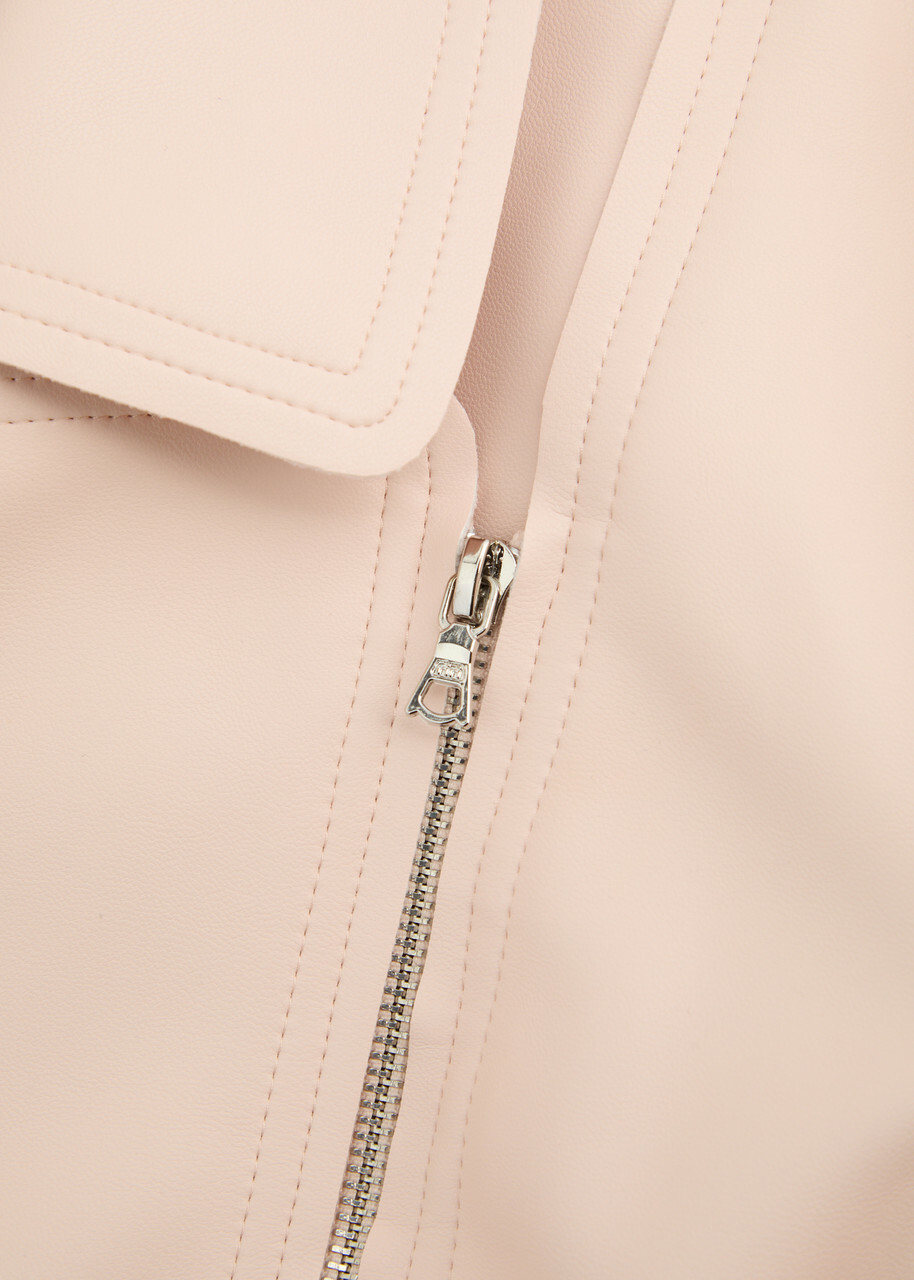 Norma Kamali Gang Panelled Faux Leather Jacket Light Pink