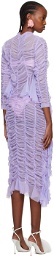 Ester Manas Purple Ruched Cutout Midi Dress