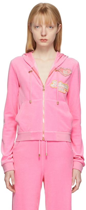 Photo: Balmain Pink Mattel Edition Cropped Barbie Hoodie