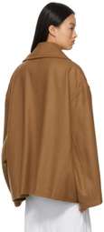 Hed Mayner Tan Wool Cropped Peacoat