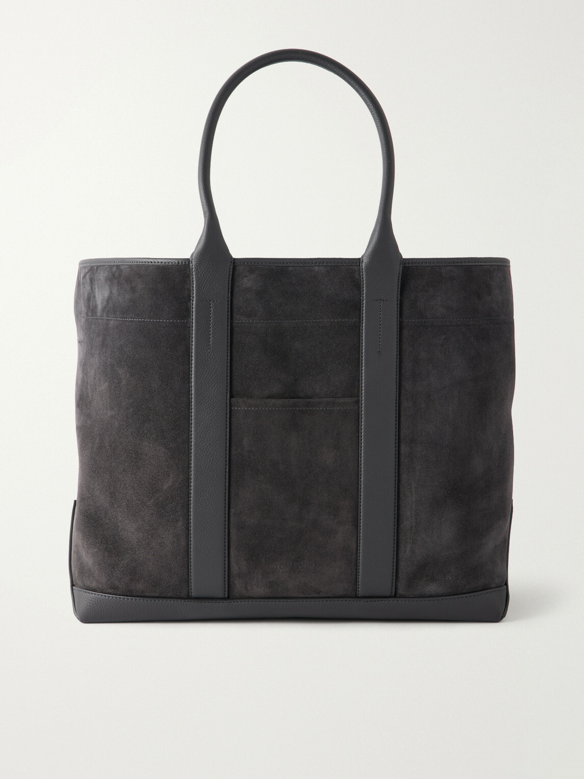 TOM FORD - Leather-Trimmed Suede Weekend Bag - Gray