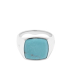 Tom Wood Men's Cushion Ring in Silver/Turquoise