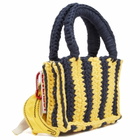 Charles Jeffrey Loverboy Women's Knitted Bucket Bag in Navy/Yellow 