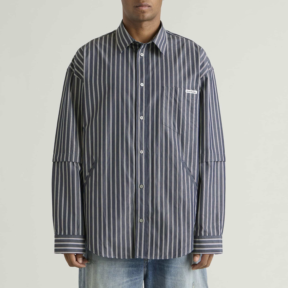 Acne Studios Men's Satero Double Sleeve Shirt in Blue/White