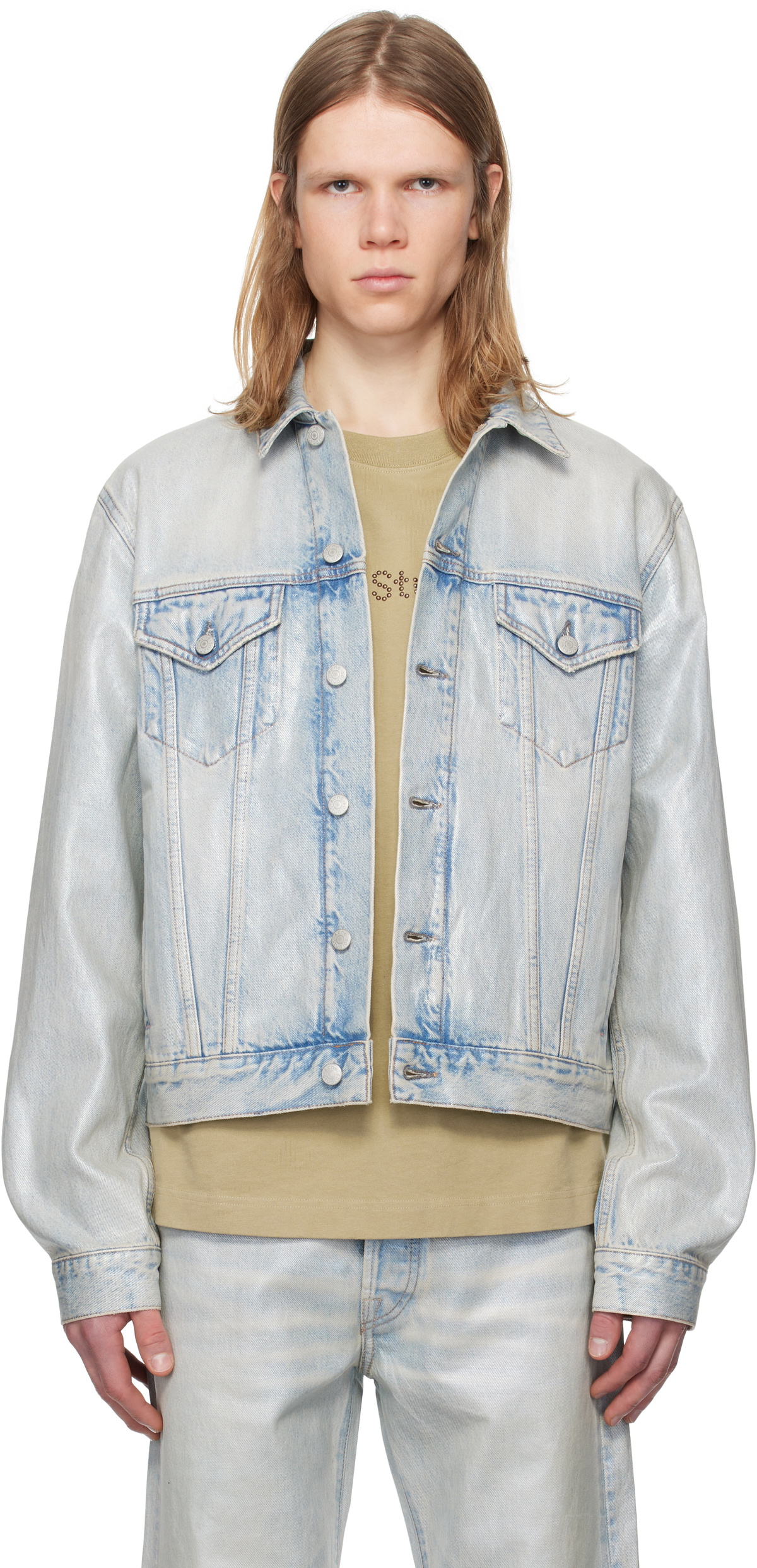 Acne Studios Blue Coated Denim Jacket Acne Studios