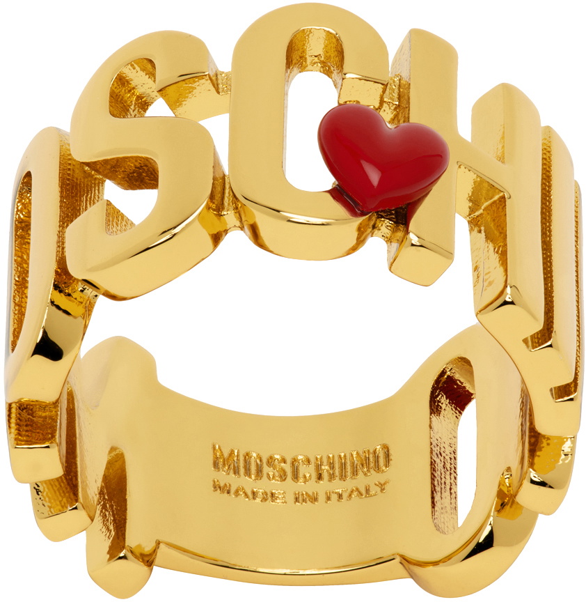 Moschino Gold Heart Logo Ring